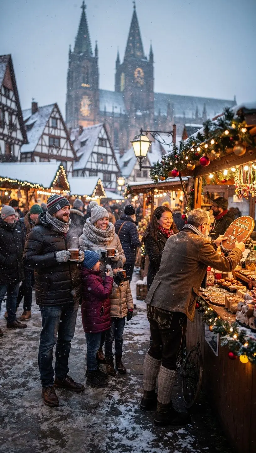 Übersichtliche Darstellung eines saisonalen Reisekalenders für Deutschland mit monatlichen Empfehlungen zu Wetter, Feiertagen, Veranstaltungen und regionalen Erlebnissen.