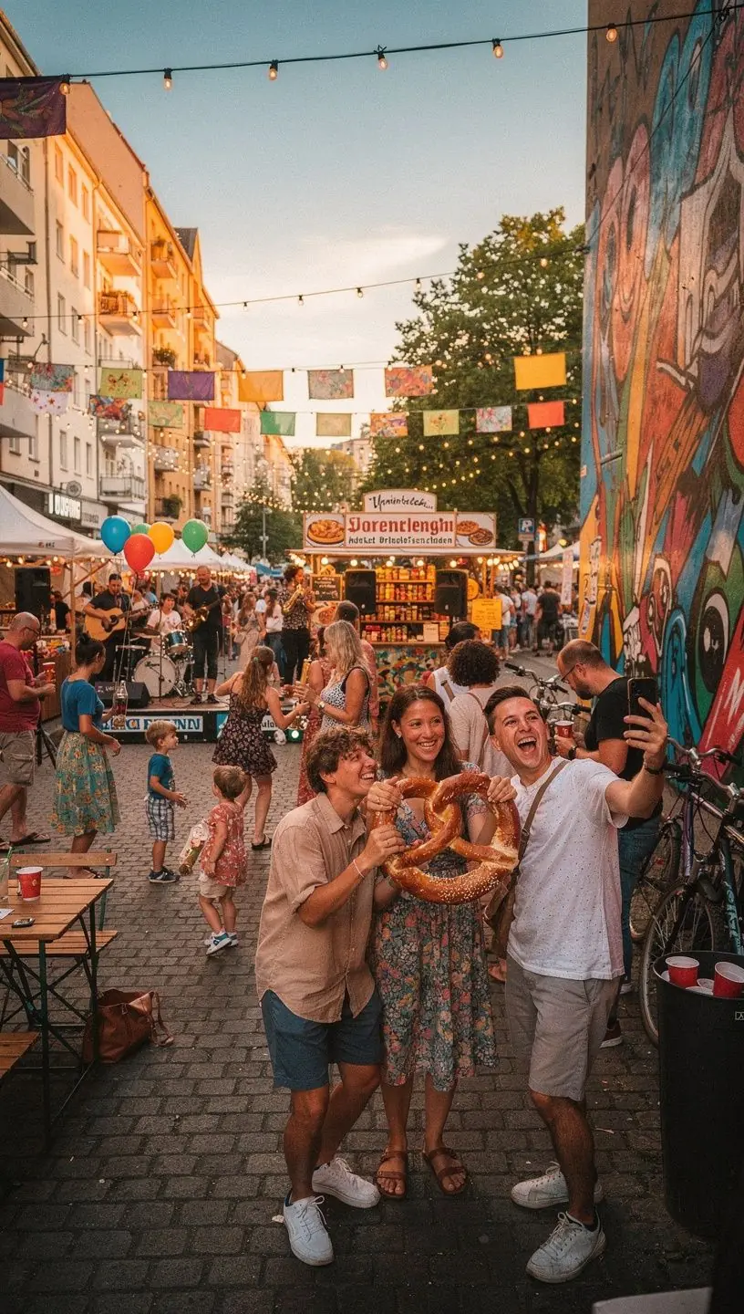 Traditioneller Weihnachtsmarkt in einer deutschen Altstadt mit festlich geschmückten Ständen und Besuchern.